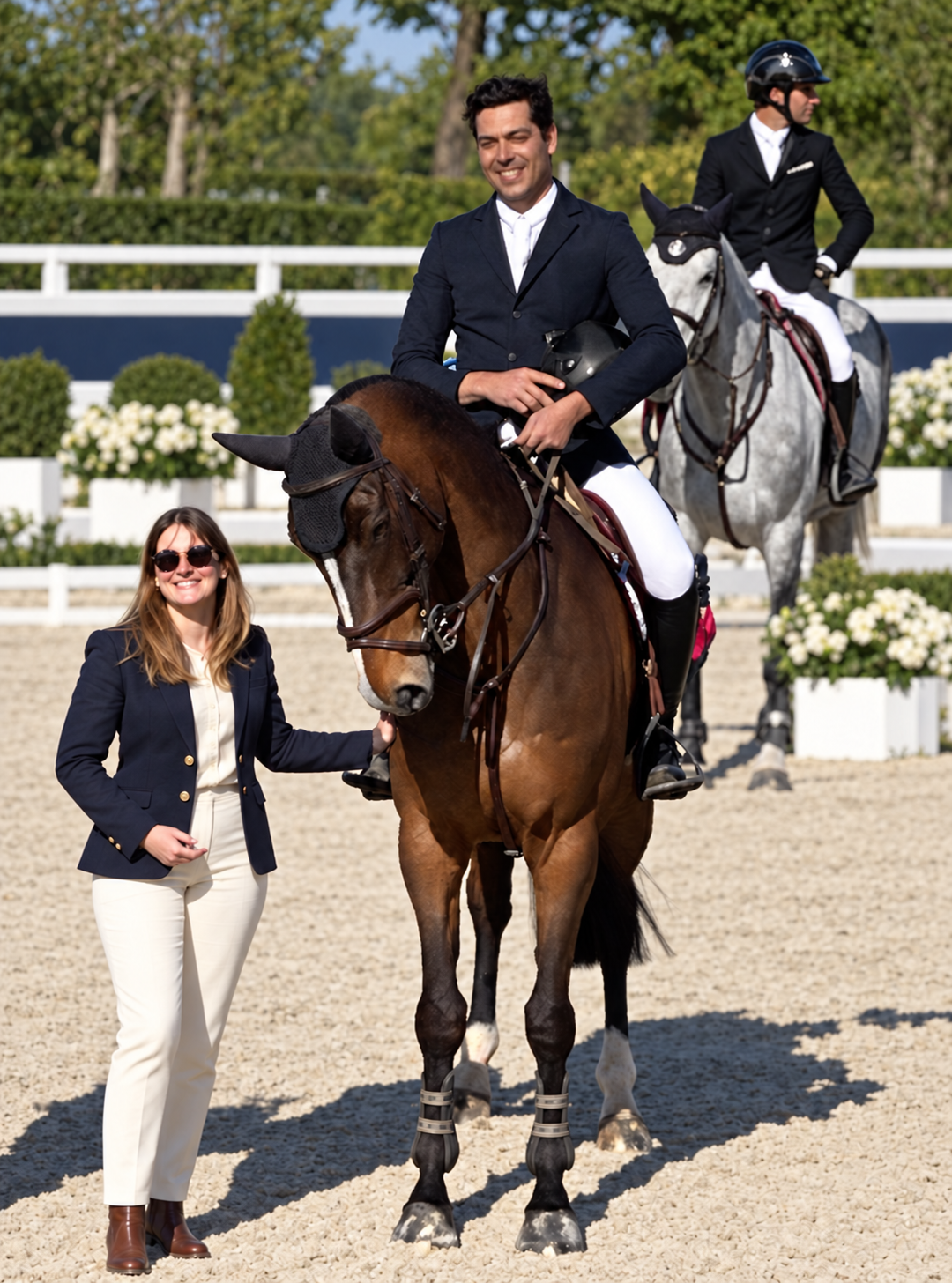 Anis Smati on horseback at a prize-giving ceremony